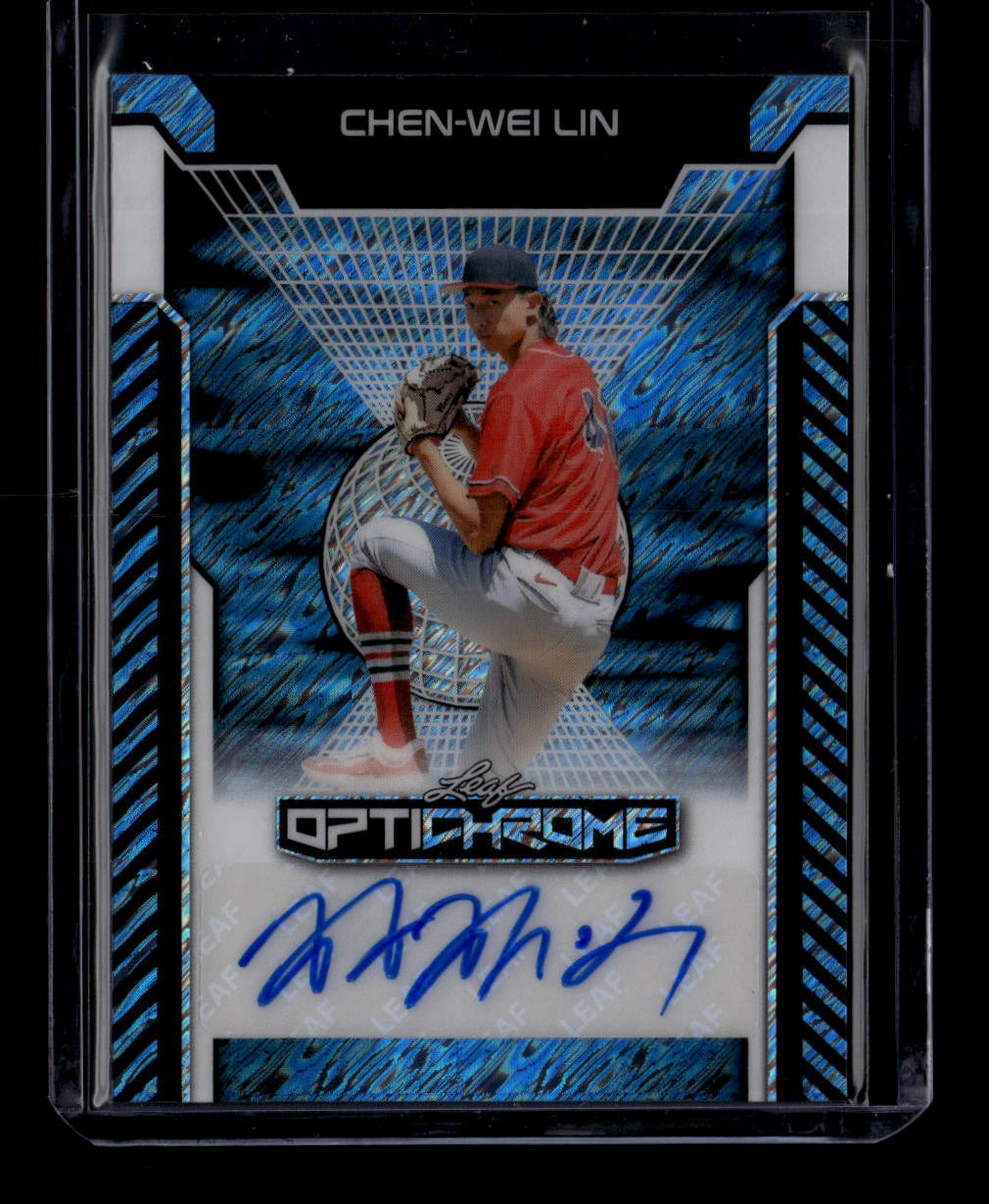 SOLD 184216 2025 Leaf Optichrome Blue Shimmer BACWL Chen-Wei Lin Rookie Auto 5/7
