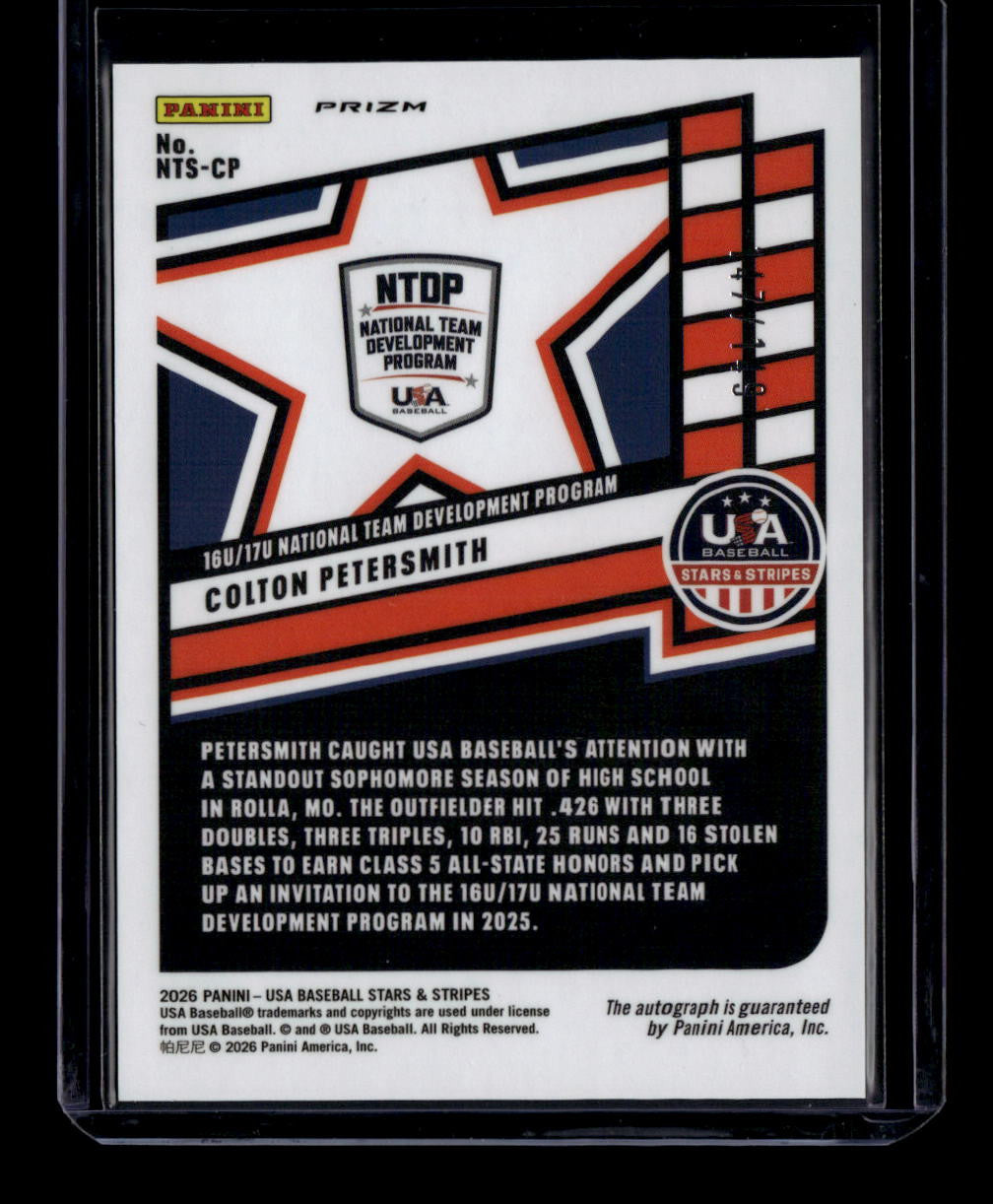 2026 USA Stars and Stripes Prizm Signatures 5 Colton Petersmith RC Auto 147/149
