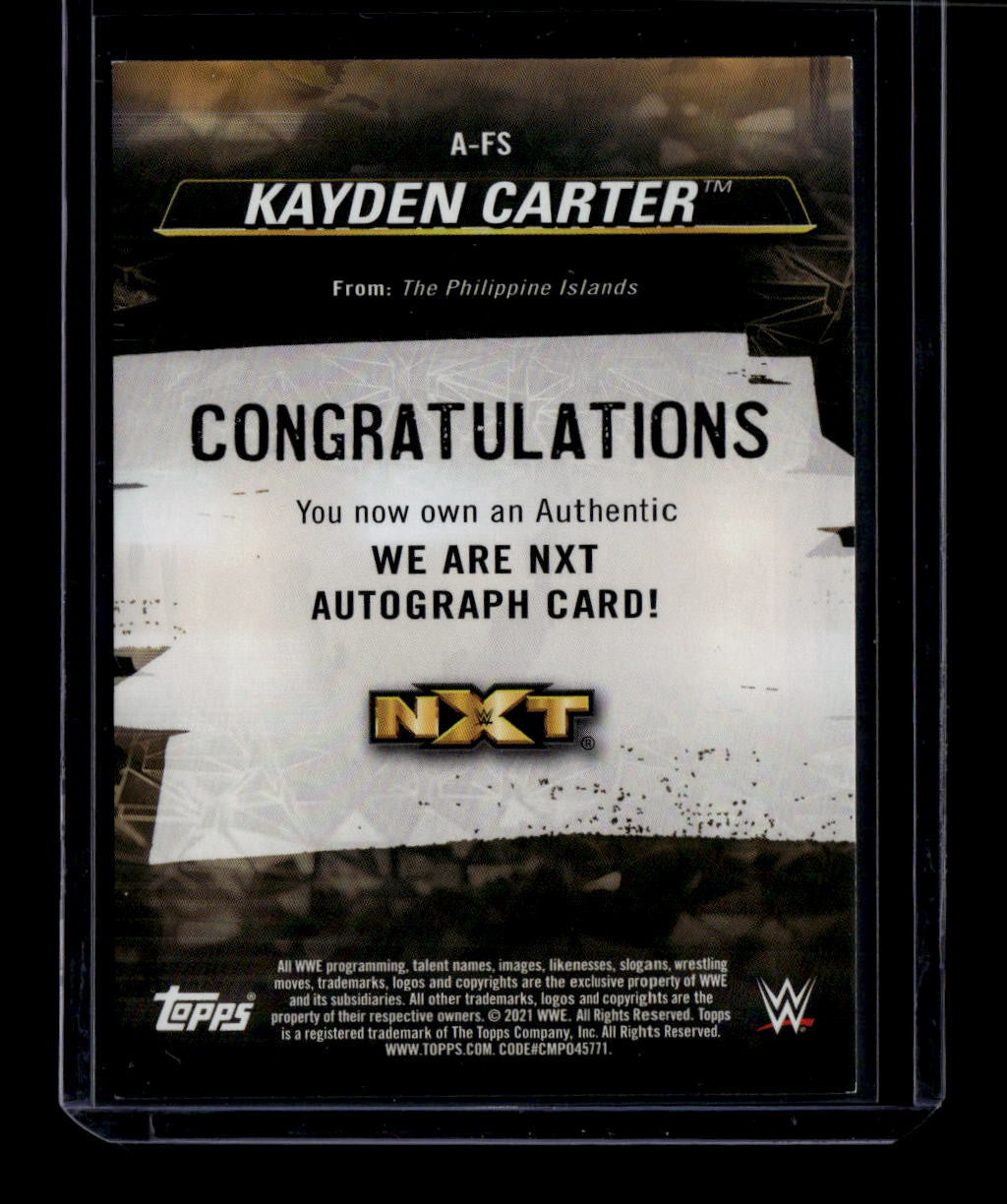 2021 Topps WWE NXT We Are NXT Autographs Green AFS Kayden Carter Auto 20/99