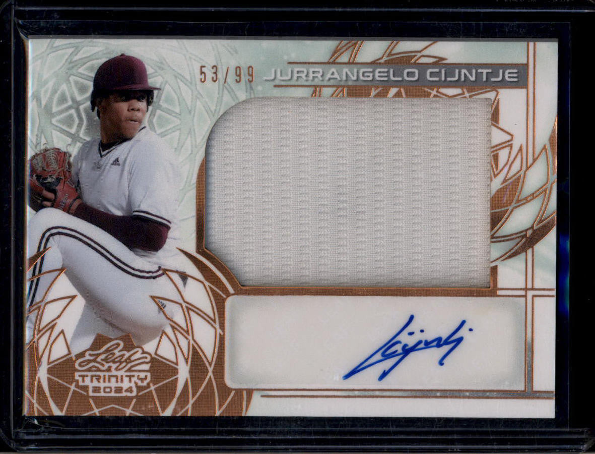 SOLD 184233 2024 Leaf Trinity Autographs Bronze Jurrangelo Cijntje Rookie Jersey Auto 53/99