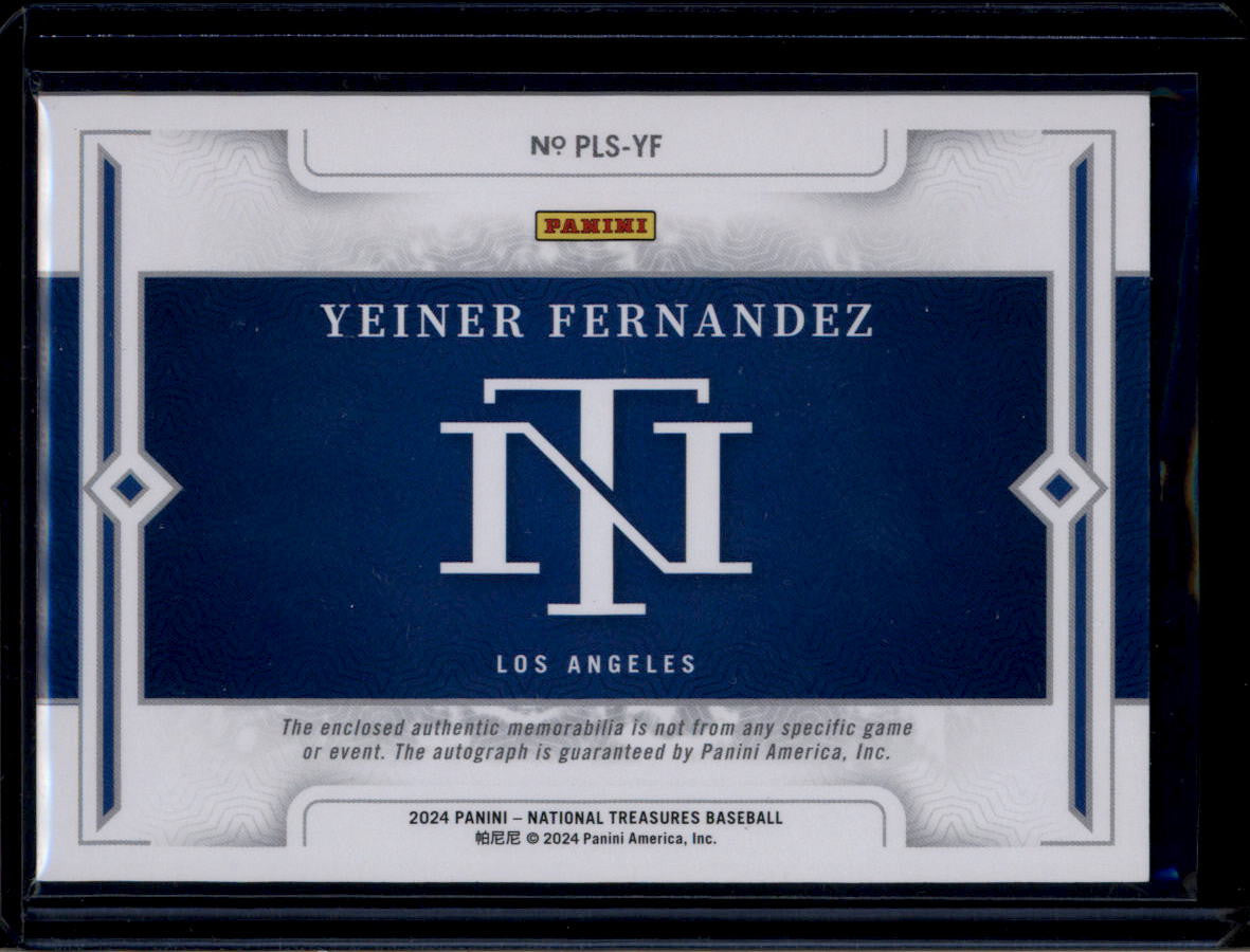 2024 Panini National Treasures Prospect Emerald Yeiner Fernandez RC Bat Auto 3/5