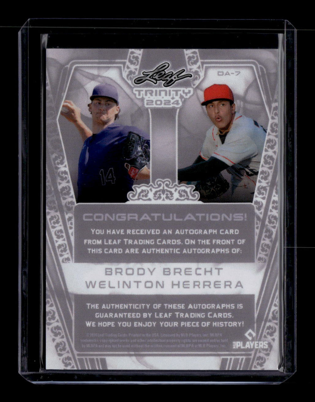 2024 Leaf Trinity Autographs Black Brody Brecht Welinton Herrera Dual RC Auto /5
