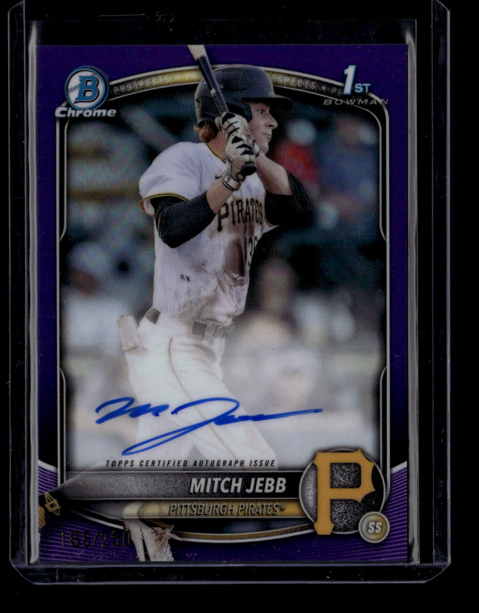 SOLD 184244 2025 Bowman Chrome Autographs Purple Refractor Mitch Jebb Rookie Auto 166/250
