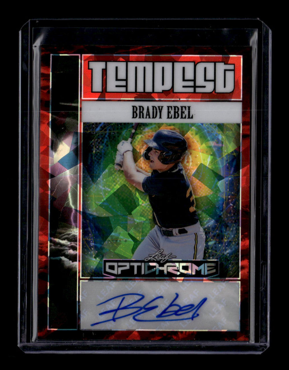 2025 Leaf Optichrome Tempest Autographs Red Crystal Brady Ebel Rookie Auto 2/2