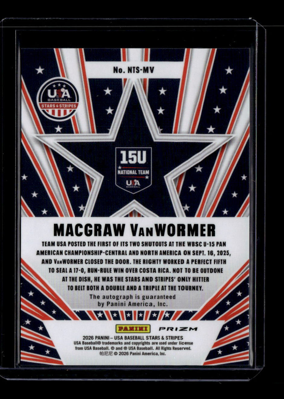 SOLD 184261 2026 USA Stars Stripes Prizm National Team Signatures Macgraw VanWormer RC Auto