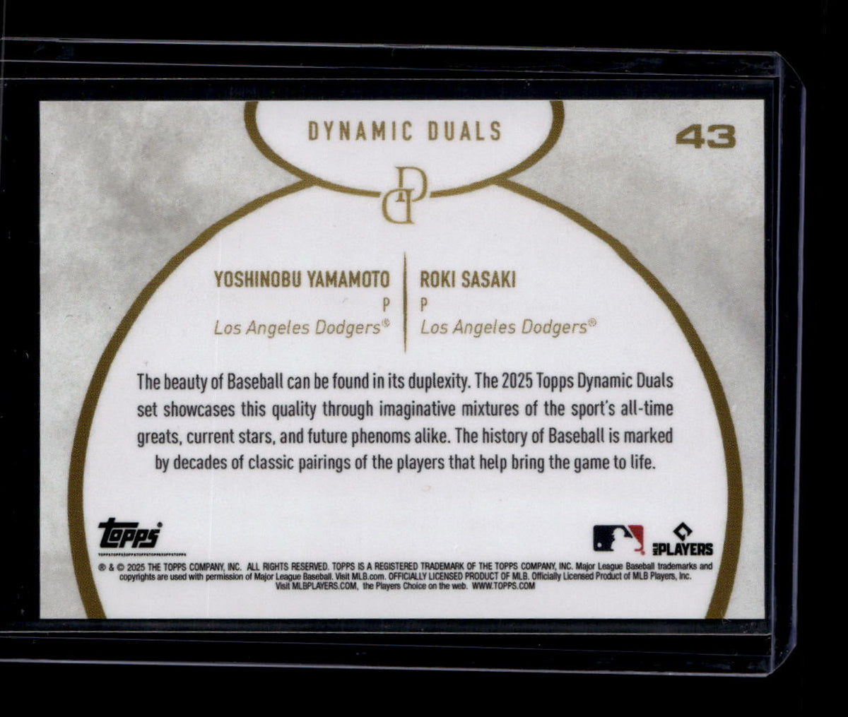 2025 Topps Dynamic Duals 43 Yoshinobu Yamamoto Roki Sasaki F07319