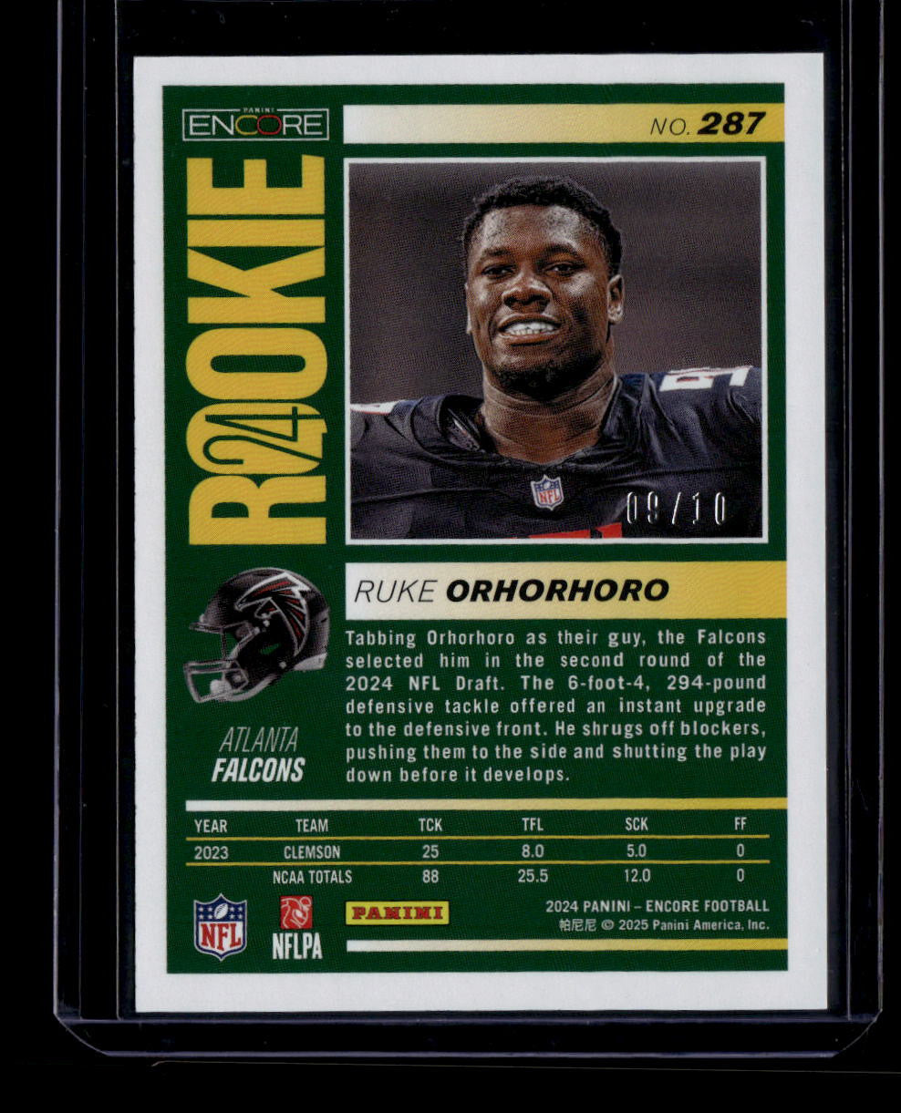 2024 Panini Encore Gold 287 Ruke Orhorhoro Rookie 9/10