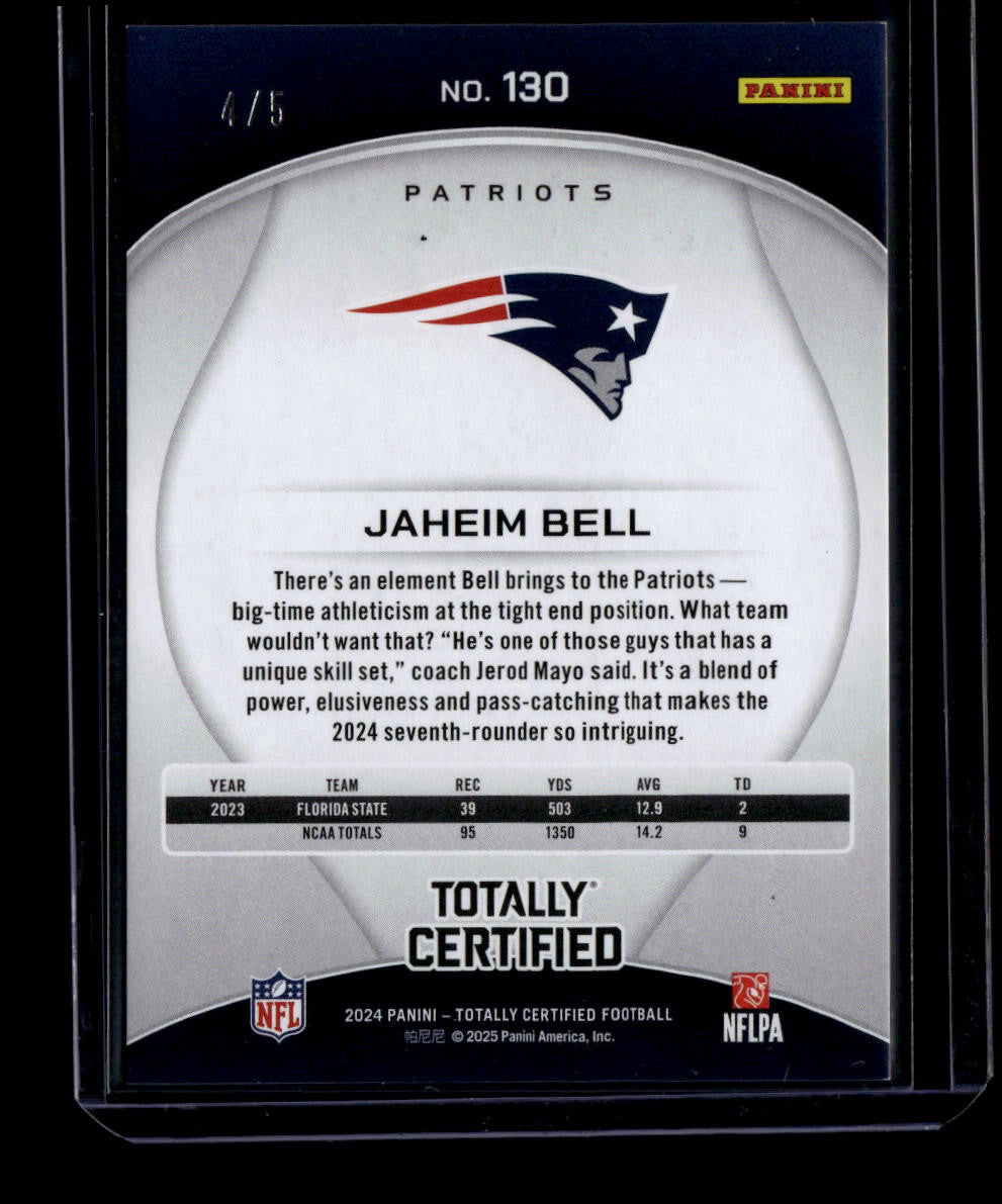 2024 Totally Certified Mirror Platinum Green 130 Jaheim Bell Rookie 4/5