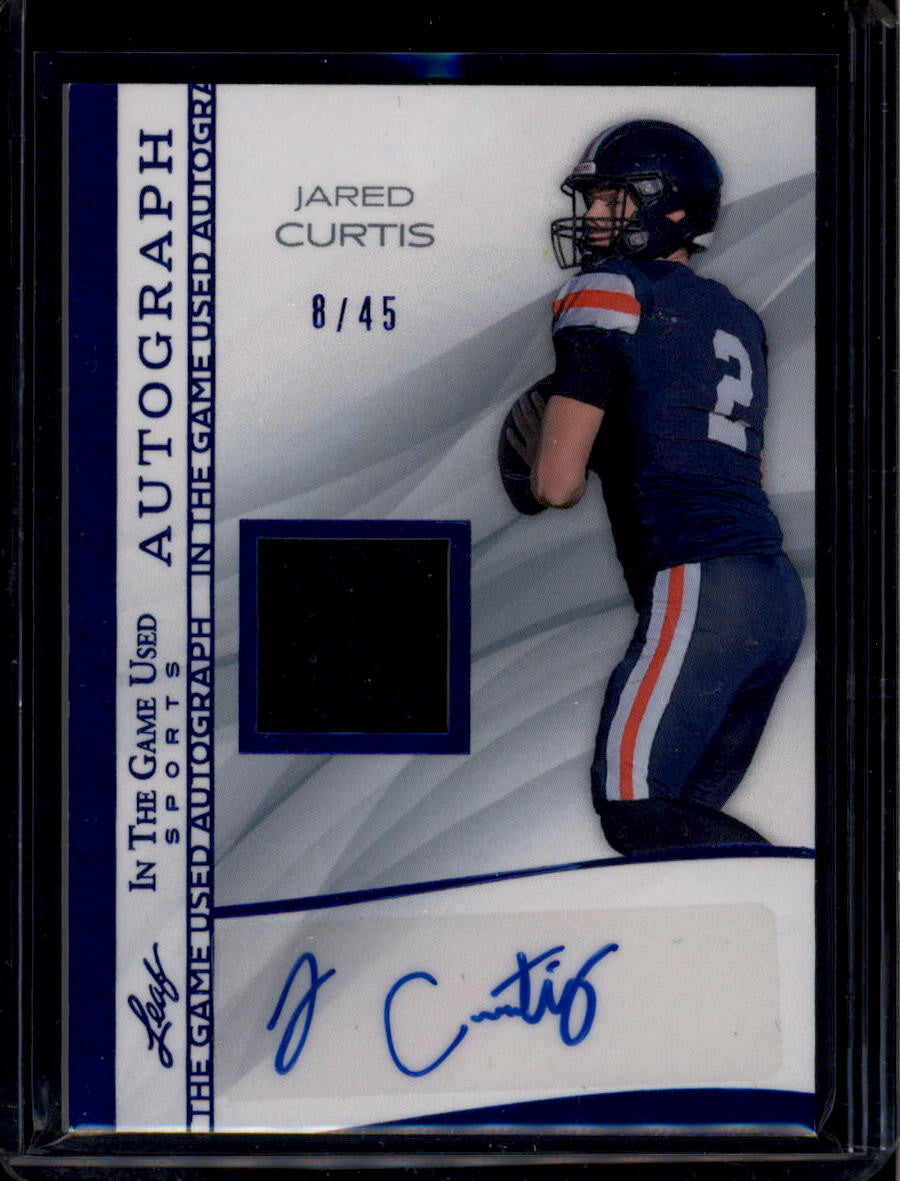 SOLD 184276 2025 Leaf In the Game Used Sports Autograph Jared Curtis Rookie Jersey Auto 8/45
