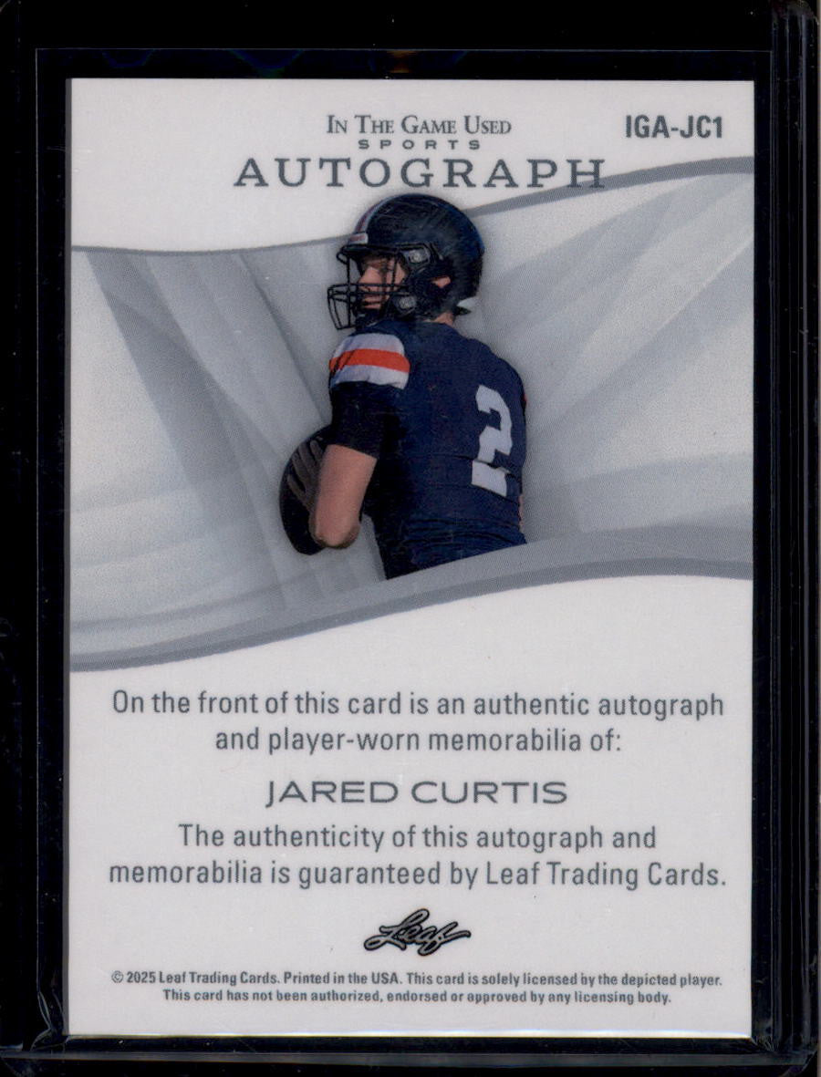 SOLD 184276 2025 Leaf In the Game Used Sports Autograph Jared Curtis Rookie Jersey Auto 8/45