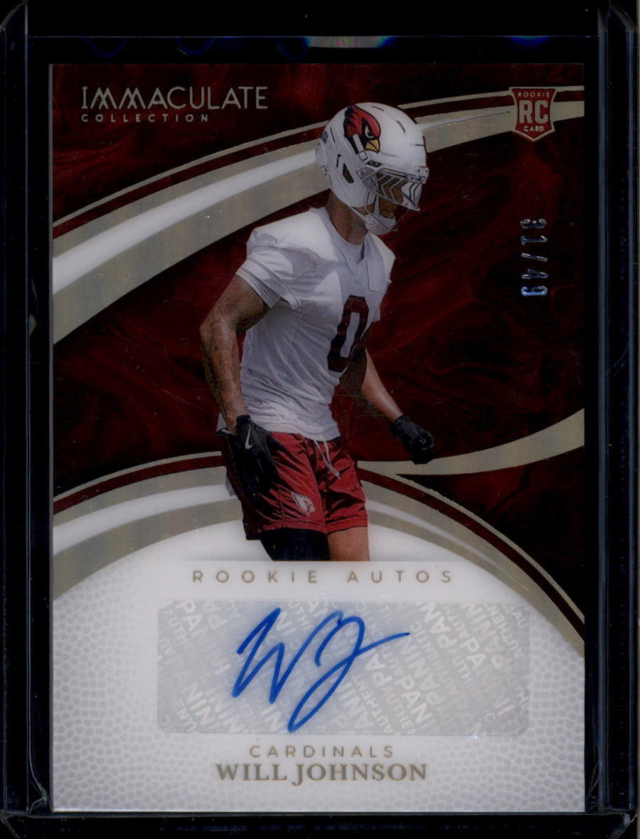 SOLD 184277 2025 Immaculate Collection Rookie Autographs Gold Will Johnson Rookie Auto 31/49