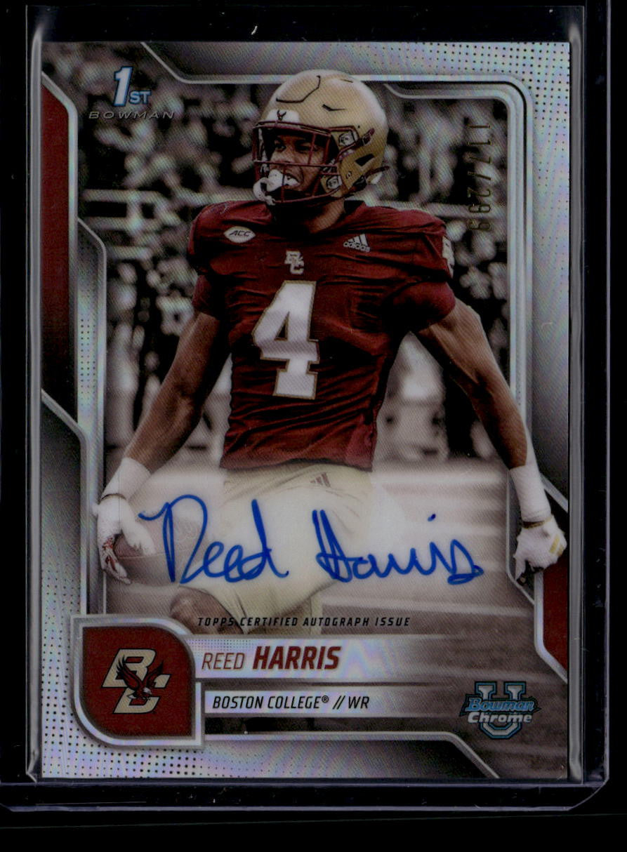SOLD 184279 2025 Bowman Chrome University Autographs Refractor Reed Harris RC Auto 117/299