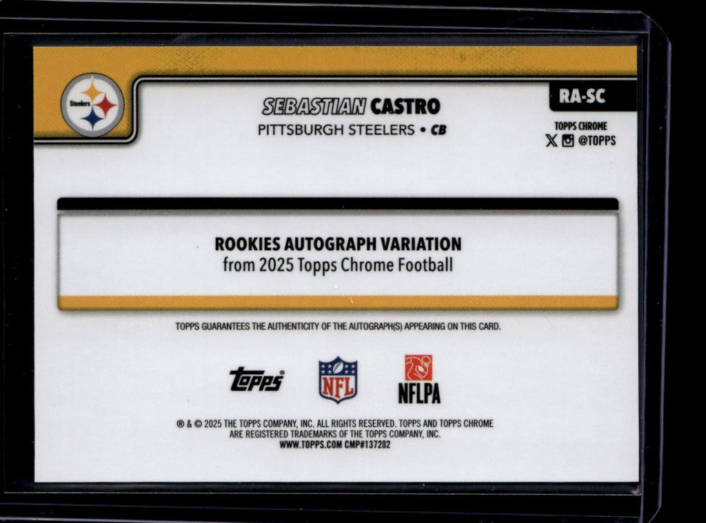 SOLD 184281 2025 Topps Chrome Rookie Autograph Purple Refractor Sebastian Castro RC Auto /75
