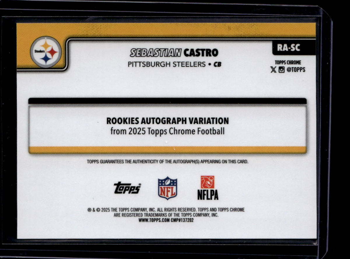 SOLD 184281 2025 Topps Chrome Rookie Autograph Purple Refractor Sebastian Castro RC Auto /75