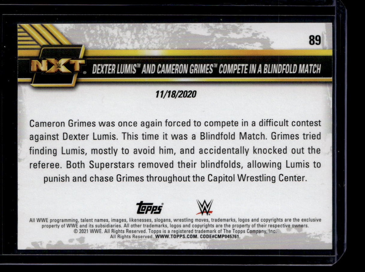 2021 Topps WWE NXT Gold 89 Dexter Lumis Cameron Grimes Blidnfold Match 5/10