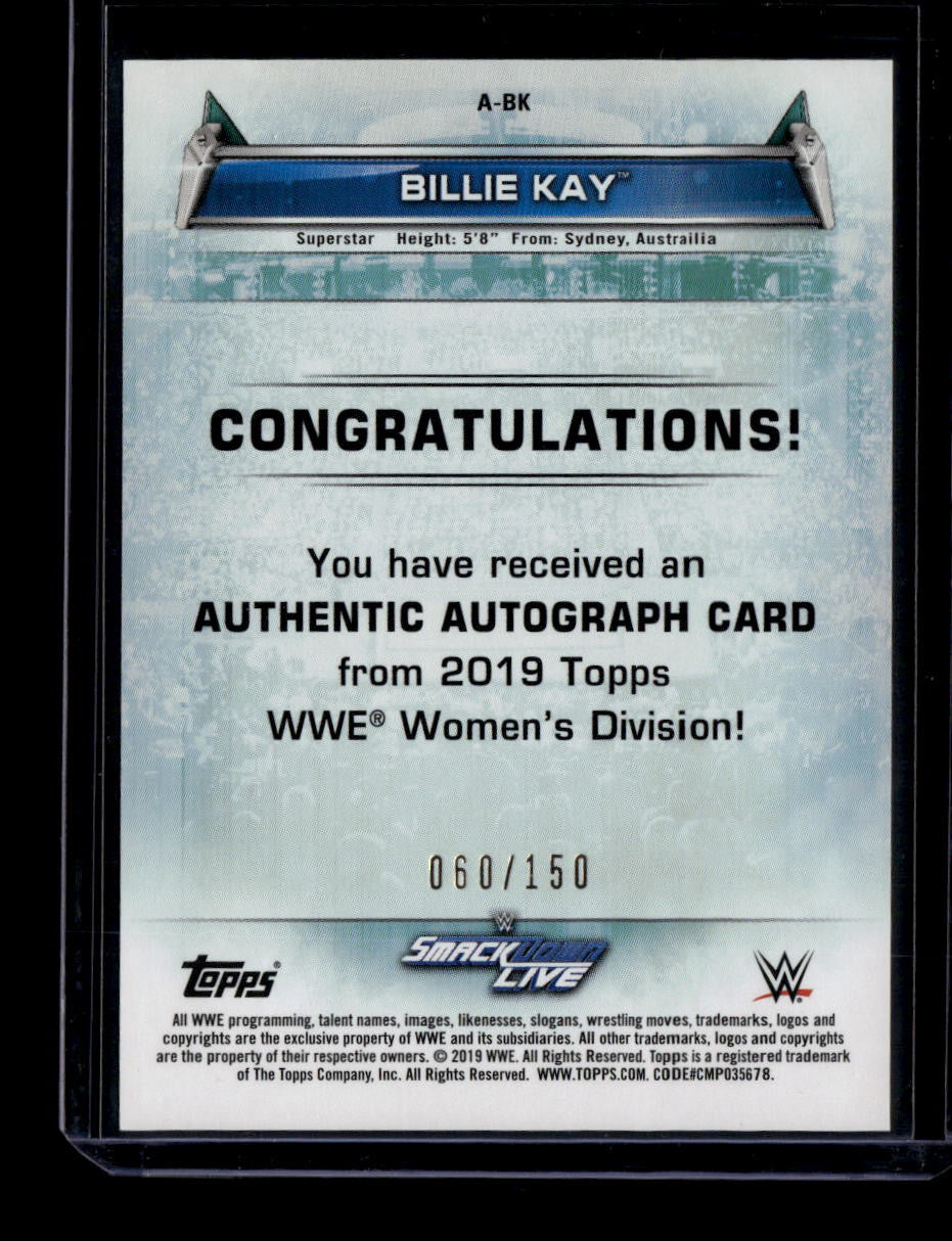 2019 Topps WWE Women's Division Autographs Green ABK Billie Kay Auto 60/150