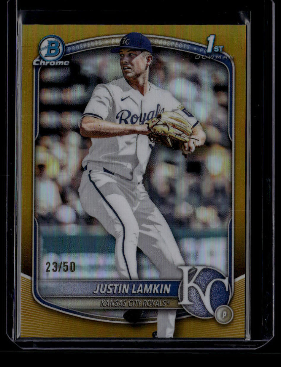 SOLD 184297 2025 Bowman Chrome Draft Gold Refractor bdc62 Justin Lamkin Rookie 23/50
