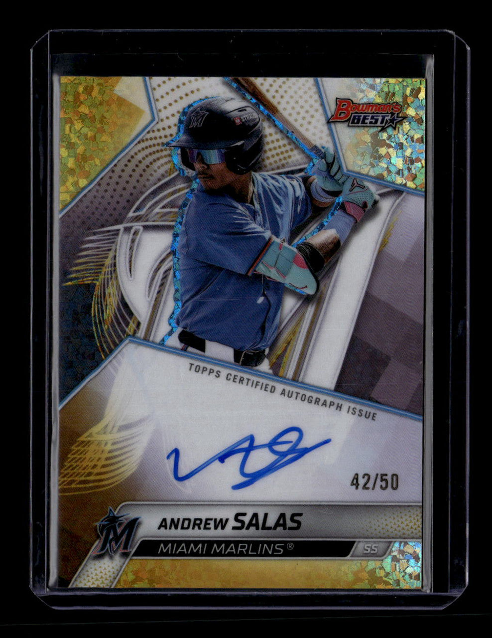 SOLD 184301 2025 Bowman's Best Autograph Gold Mini-Diamond Refrator Andrew Salas RC Auto /50