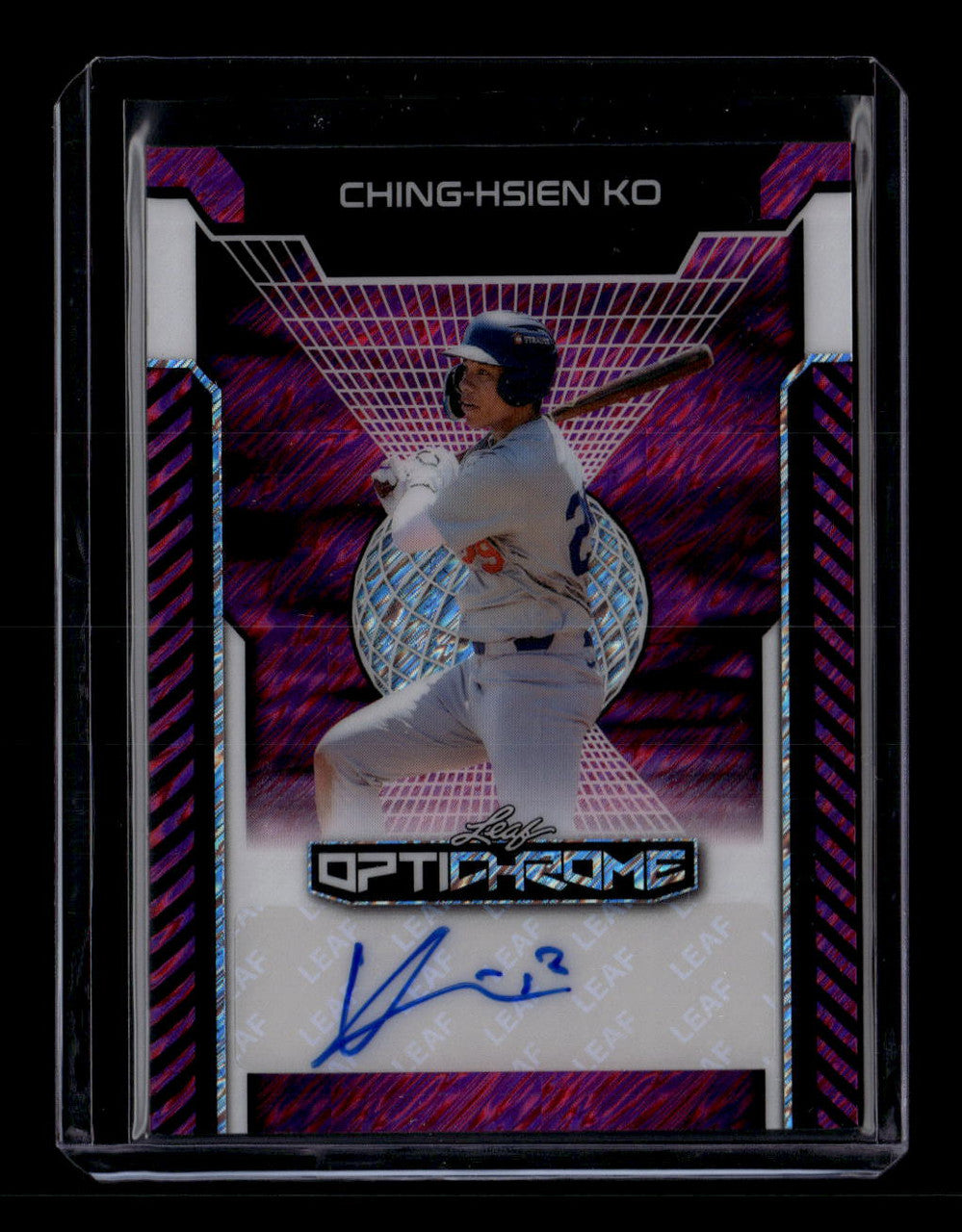 SOLD 184308 2025 Leaf Optichrome Pink Shimmer BACHK Ching-Hsien Ko Rookie Auto 4/8