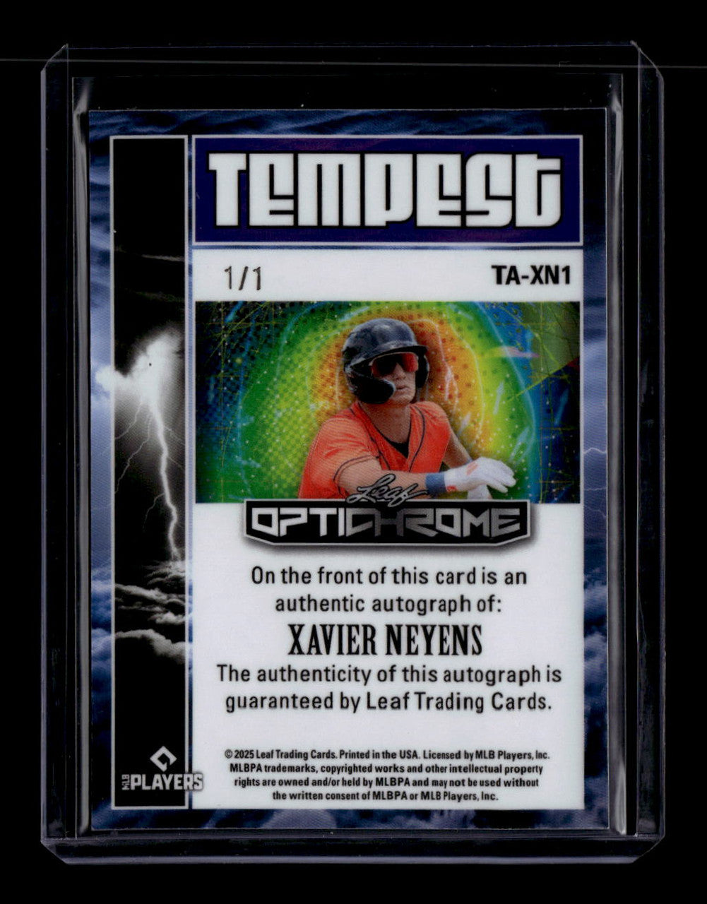 2025 Leaf Optichrome Temptest Autographs Black taxn1 Xavier Neyens RC Auto 1/1