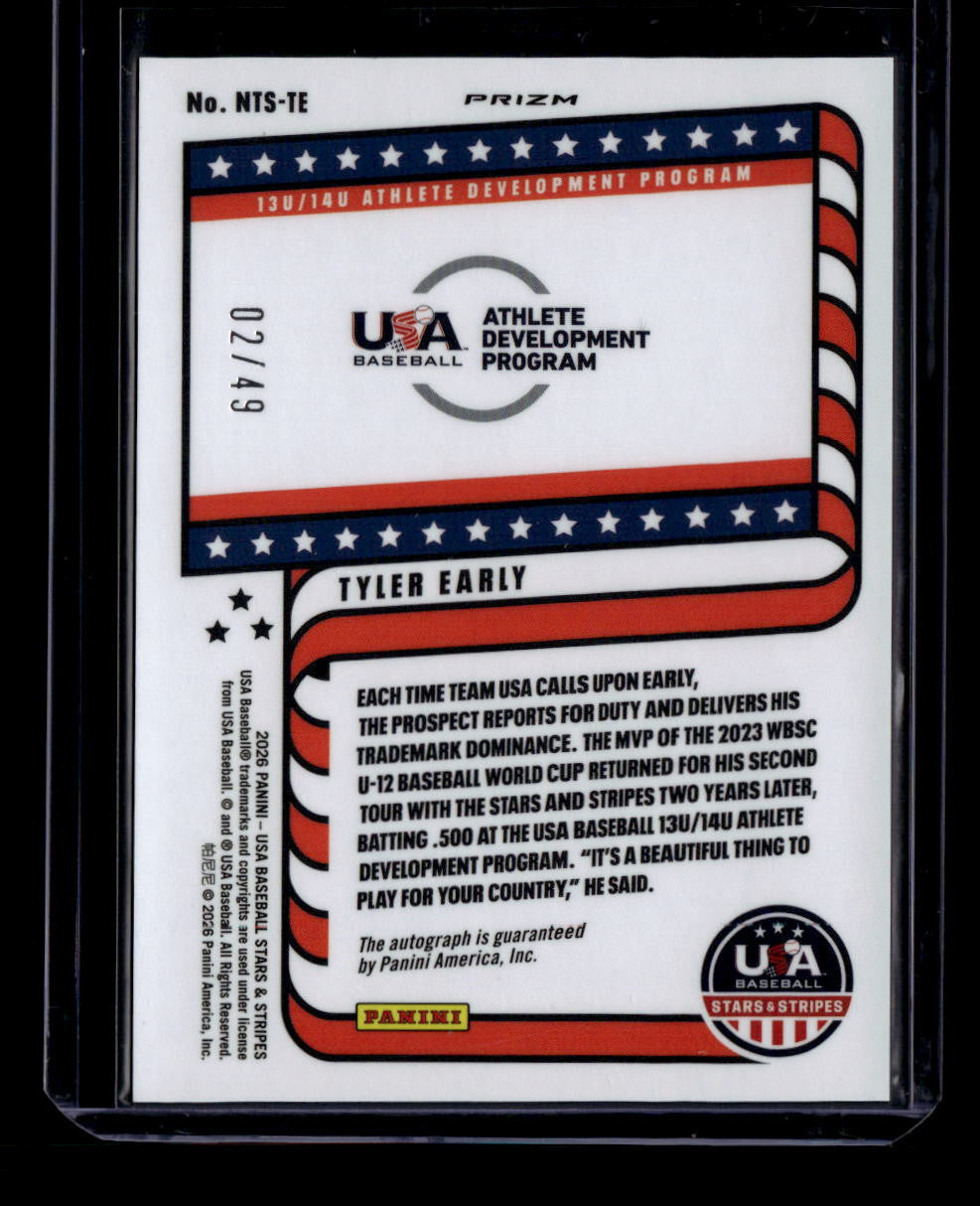 2026 USA Stars and Stripes Prizm National Team Red Tyler Early Rookie Auto 2/49