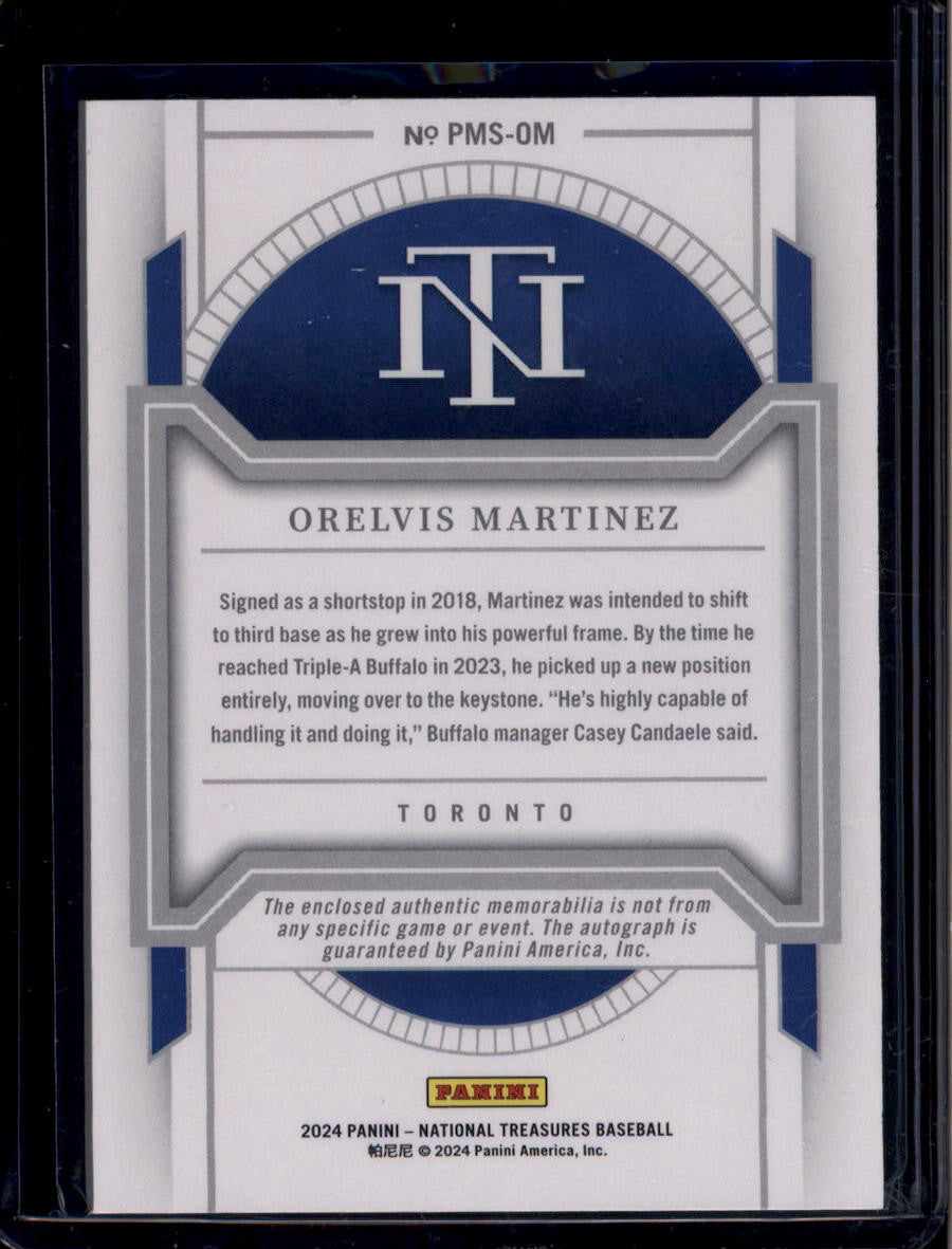 2024 Panini National Treasures Signatures 28 Orelvis Martinez RC Patch Auto 9/25