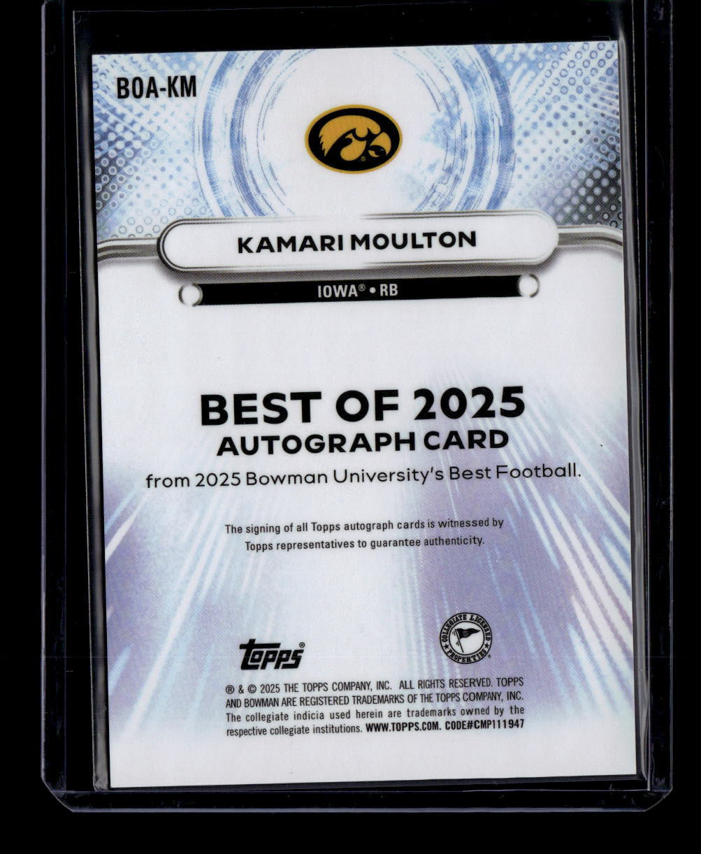 2025 Bowman's Best of '25 Autographs Gold Refractor Kamari Moulton RC Auto 12/50