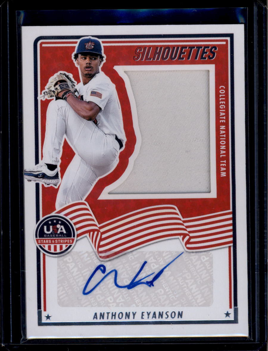 SOLD 184338 2025 USA Stars and Stripes Silhouettes 81 Anthony Eyanson RC Jersey Auto 107/199