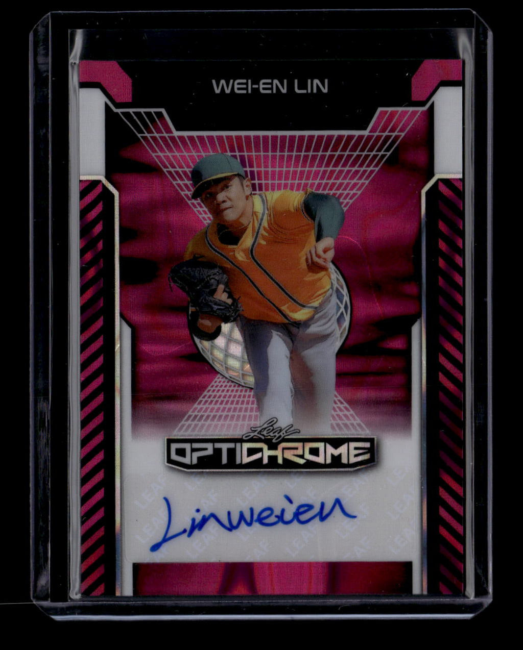 SOLD 184340 2025 Leaf Optichrome Pink Lava BAWEL Wei-En Lin Rookie Auto 5/8
