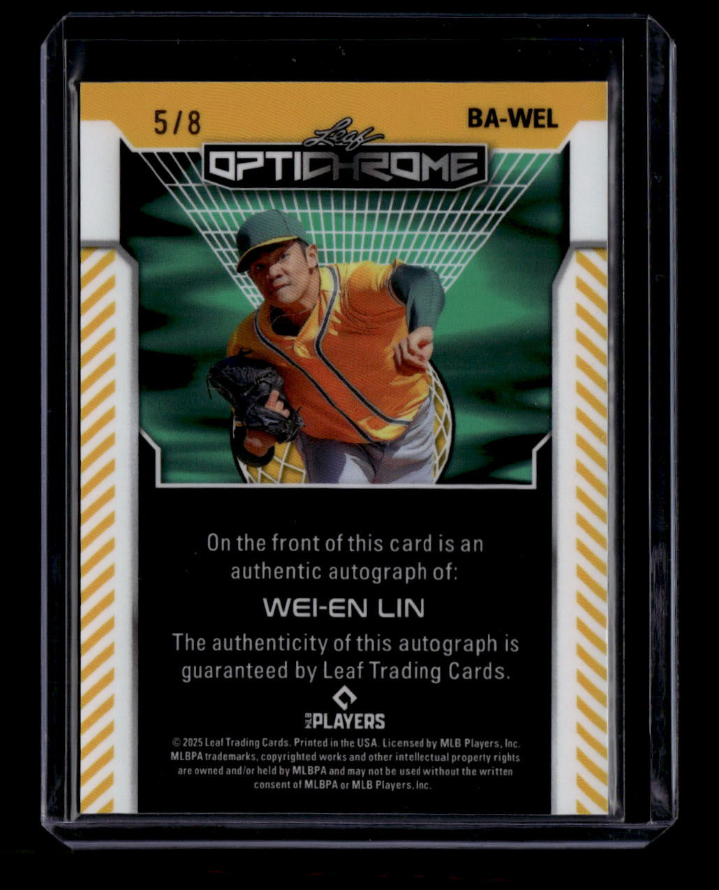 SOLD 184340 2025 Leaf Optichrome Pink Lava BAWEL Wei-En Lin Rookie Auto 5/8