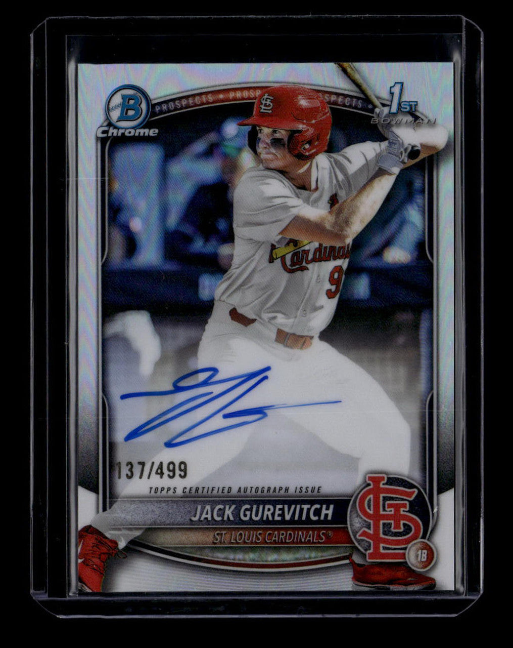 SOLD 184345 2025 Bowman Chrome Draft Autographs Refractor Jack Gurevitch RC Auto 137/499