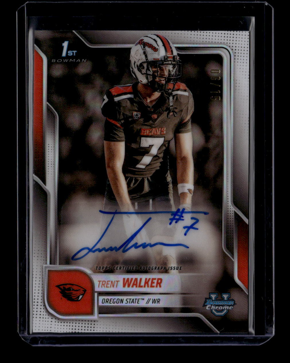 2025 Bowman Chrome U Autographs White Refractor BCATW Trent Walker RC Auto 6/15