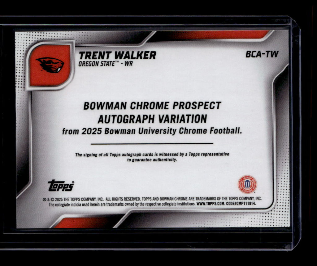 2025 Bowman Chrome U Autographs White Refractor BCATW Trent Walker RC Auto 6/15