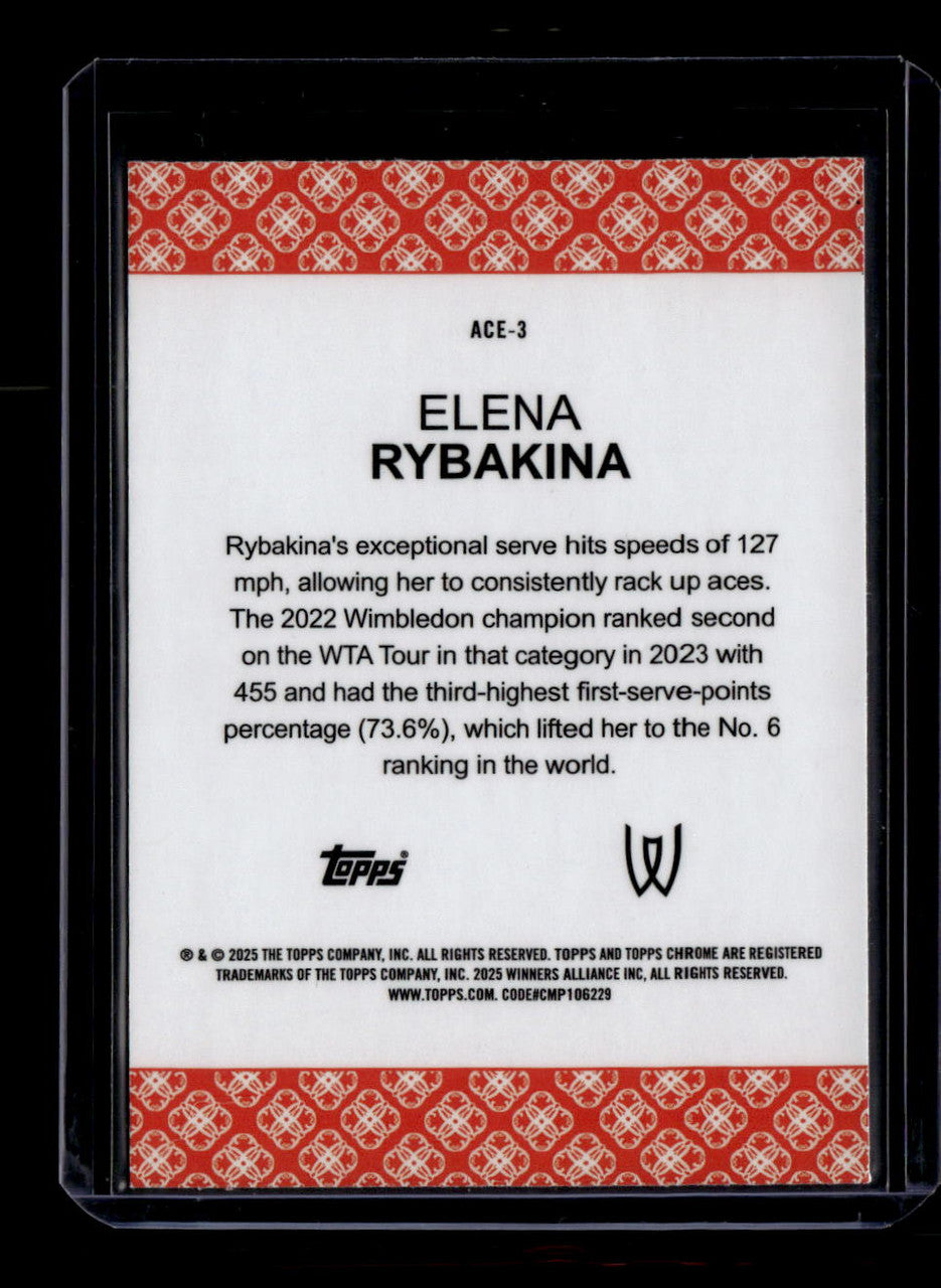 SOLD 184363 2025 Topps Chrome Aces Green Geometric Refractor ace3 Elena Rybakina 37/75