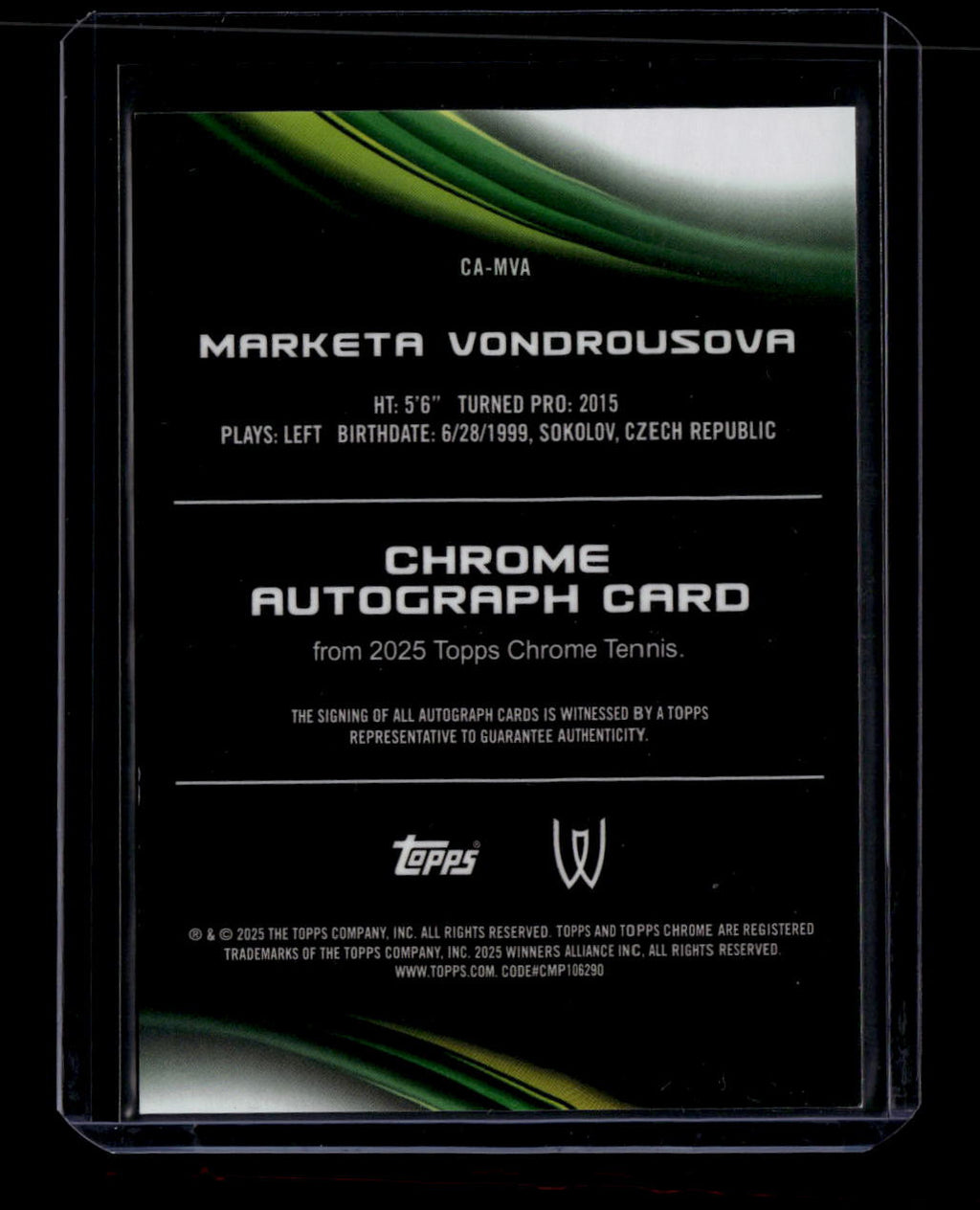 2025 Topps Chrome Orange Geometric Refractor CAMVA Marketa Vondrousova Auto /25