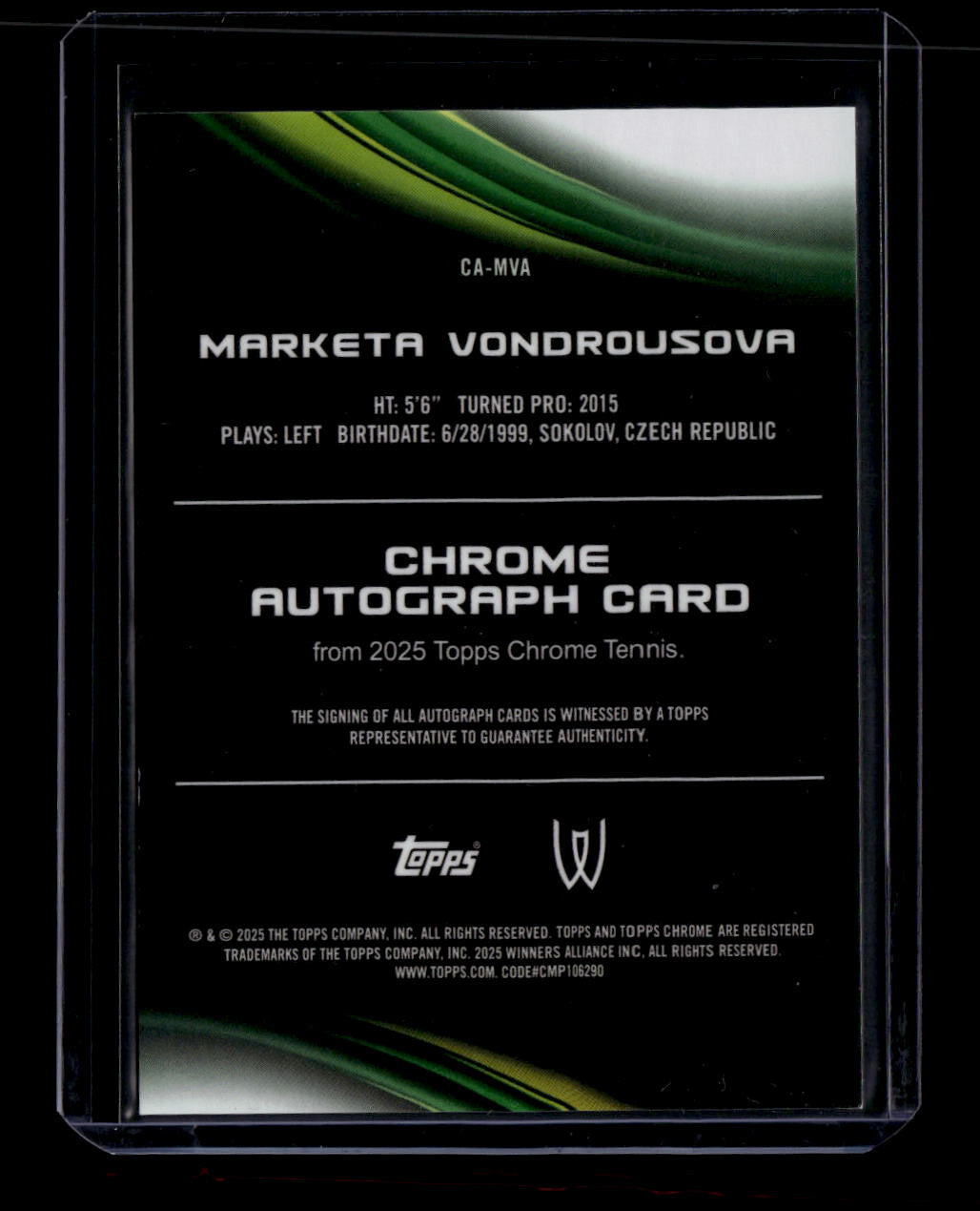 2025 Topps Chrome Orange Geometric Refractor CAMVA Marketa Vondrousova Auto /25