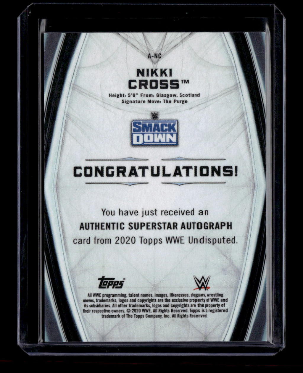 2020 Topps WWE Undisputed Autographs Green ANC Nikki Cross Auto 42/50