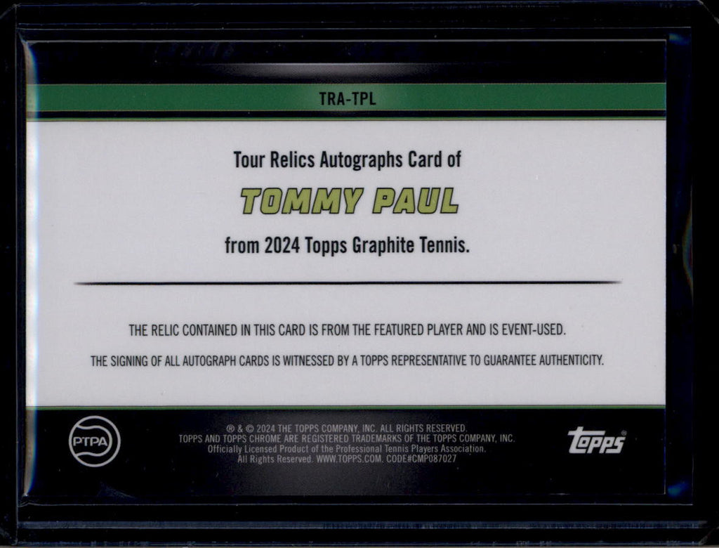 2024 Topps Graphite Tour Autographs Gold Refractor Tommy Paul Relic Auto 16/25