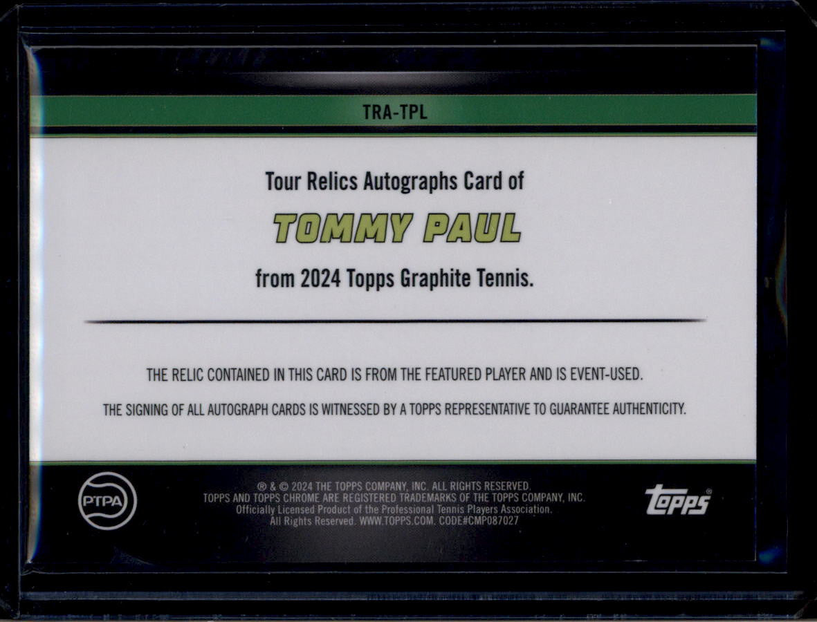 2024 Topps Graphite Tour Autographs Gold Refractor Tommy Paul Relic Auto 16/25