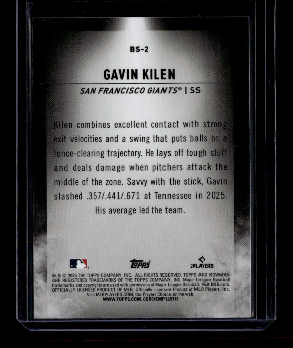 SOLD 184370 2025 Bowman Chrome Draft Spotlights bs2 Gavin Kilen Rookie READ
