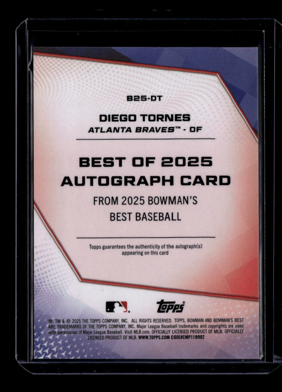 2025 Bowman's Best of '25 Autographs Green Refractor Diego Tornes RC Auto 34/99