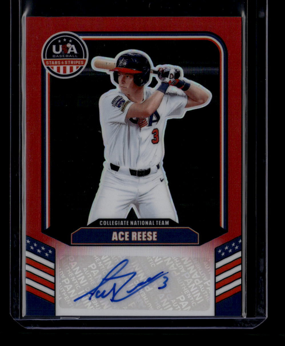 SOLD 184377 2026 USA Stars Stripes Prizm Collegiate National Team Red Ace Reese RC Auto /99