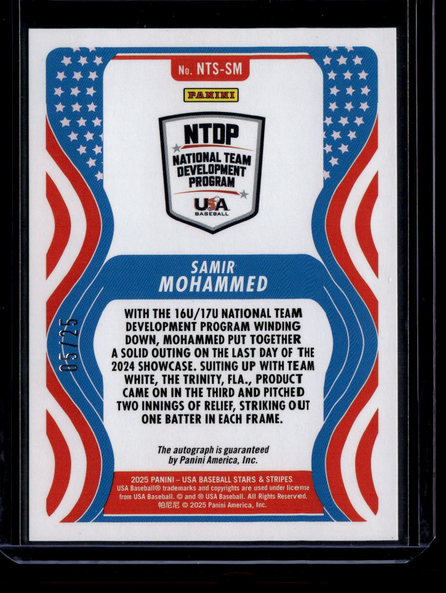 2025 USA Stars and Stripes Team Signatures Crystals Samir Mohammed RC Auto 5/25