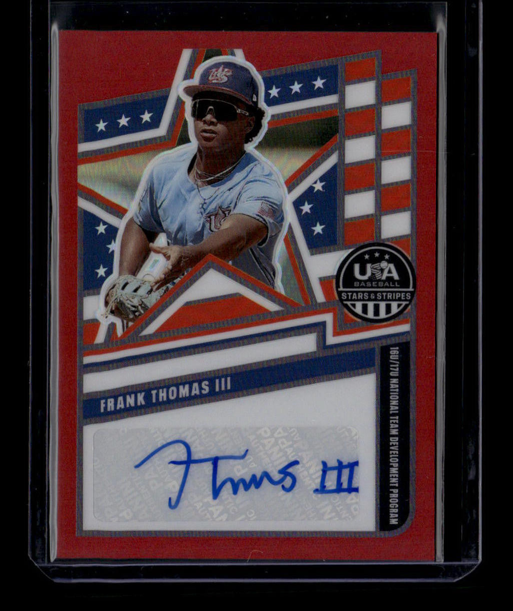 SOLD 184380 2026 USA Stars and Stripes Prizm National Team Red 38 Frank Thomas RC Auto 88/99