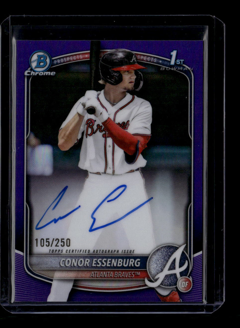 SOLD 184384 2025 Bowman Chrome Autographs Purple Refractor Conor Essenburg RC Auto 105/250