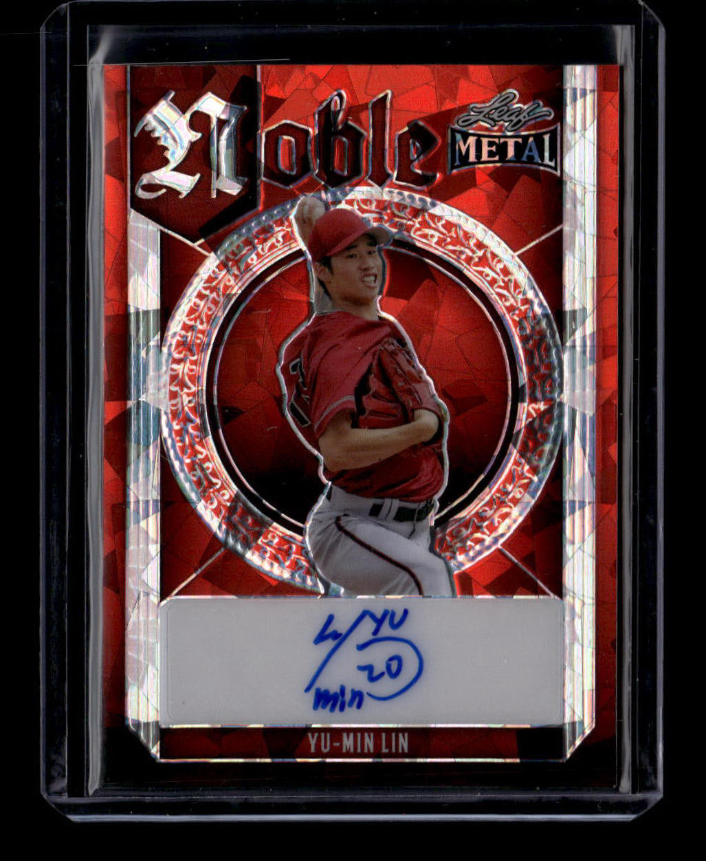 SOLD 184387 2023 Leaf Metal Noble Autographs Crystal Red NYML Yu-Min Lin Rookie Auto 1/1