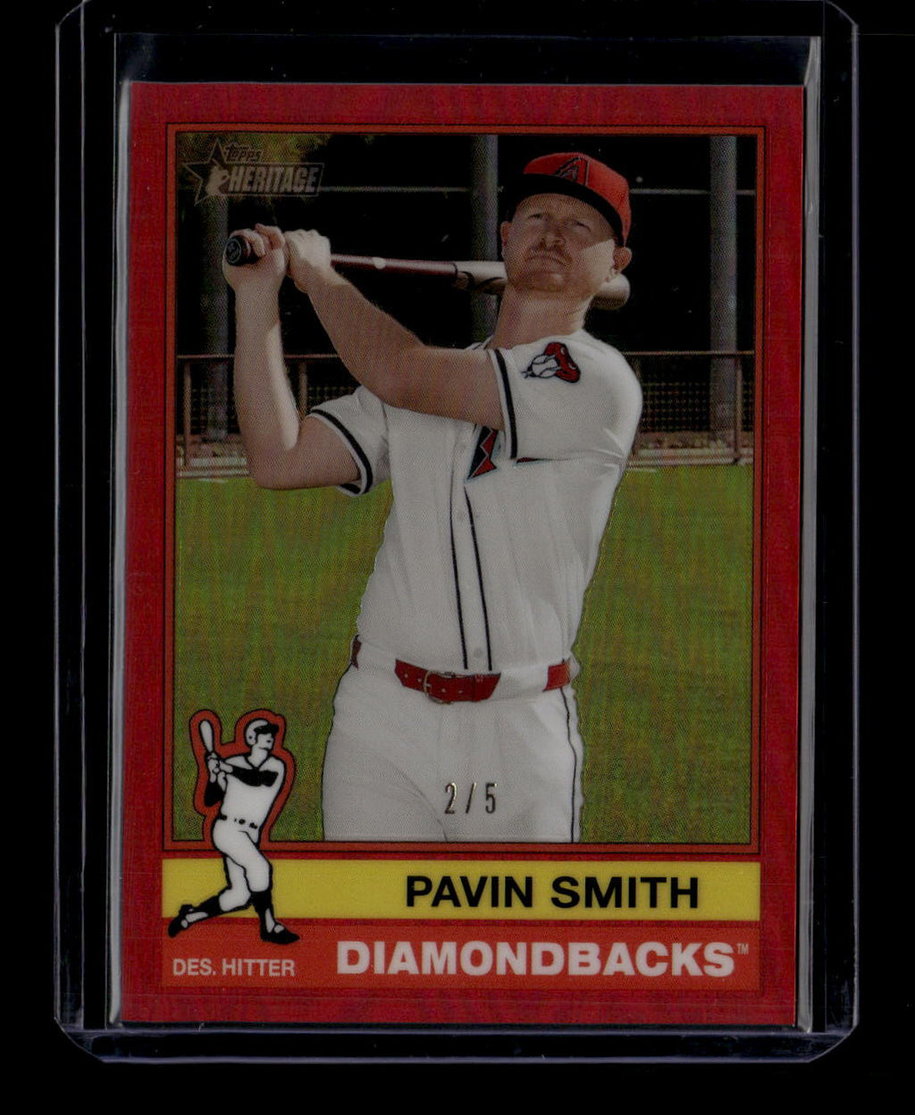 SOLD 184388 2025 Topps Heritage Chrome Red Refractor 535 Pavin Smith 2/5
