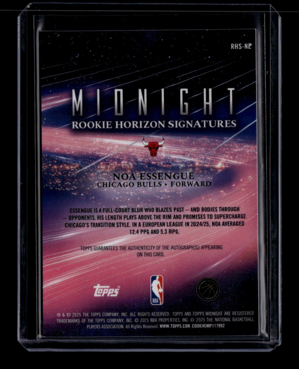 SOLD 184390 2025-26 Topps Midnight Horizon Signatures Winter Solistice Essengue RC Auto /35