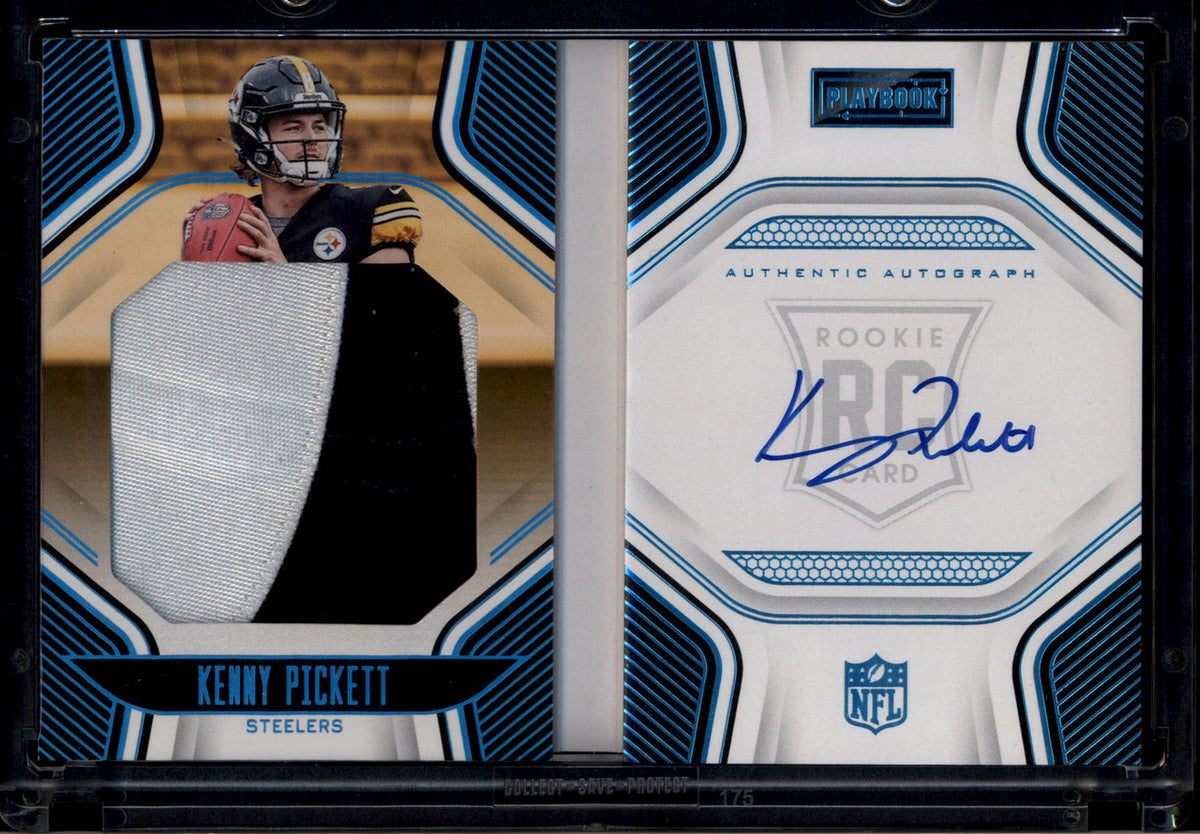 SOLD 184392 2022 Panini Playbook Platinum 201 Kenny Pickett Rookie Patch Auto Booklet 15/49