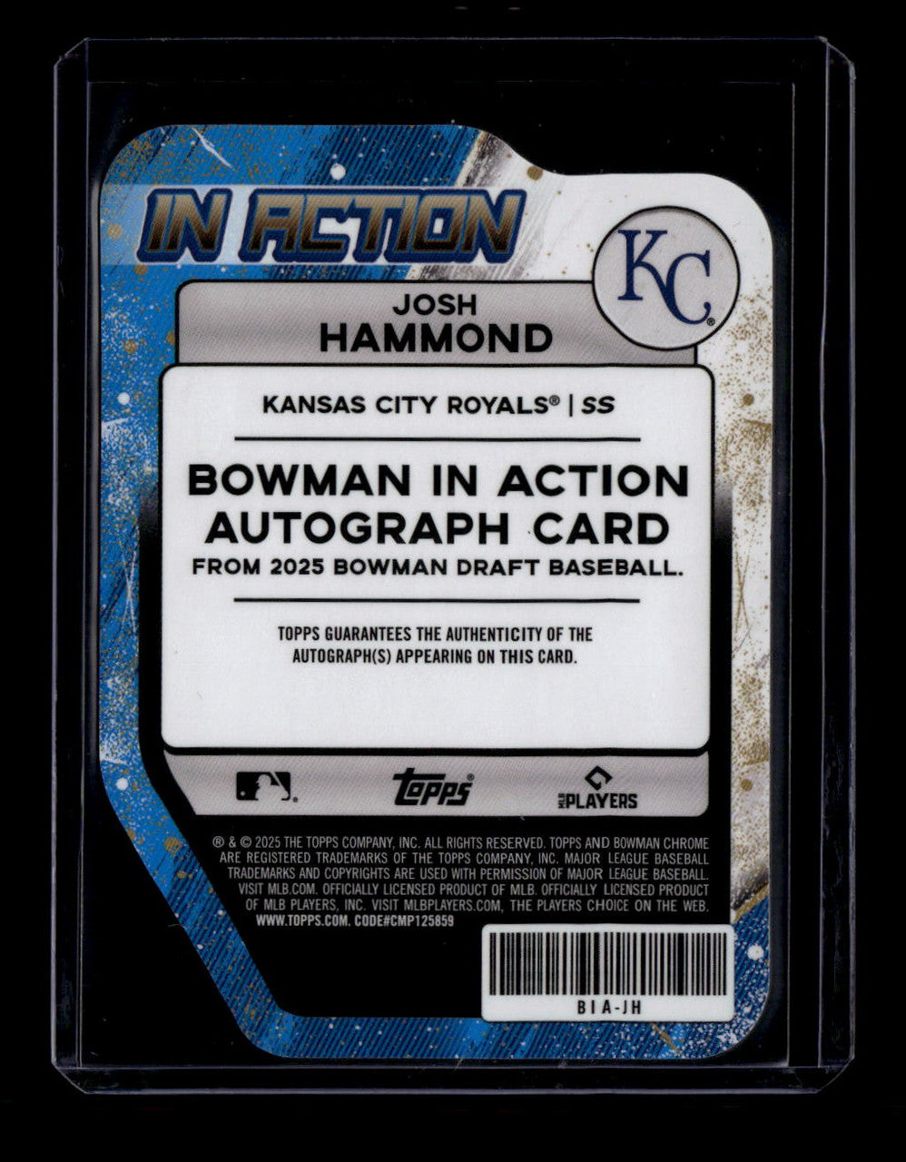 SOLD 184401 2025 Bowman Chrome Draft In Action Autographs Josh Hammond RC Auto 48/99